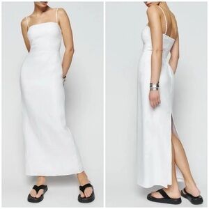 Reformation 2 White Frankie Linen Maxi Dress